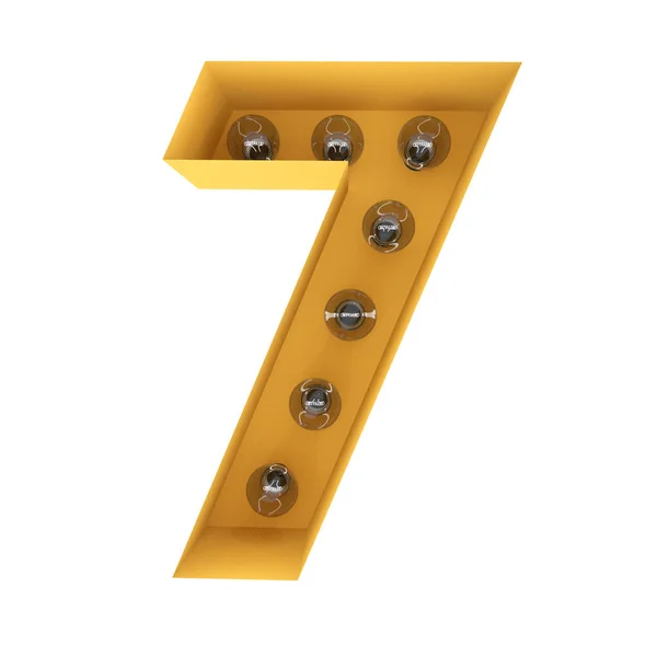 数字7灯标志黄色年份 — 图库照片