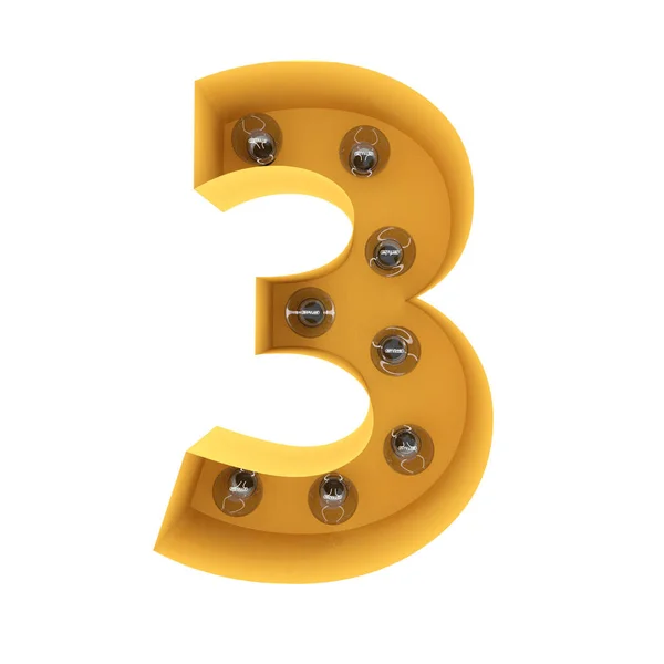 Number Light Sign Yellow Vintage Rendering — Stock Photo, Image