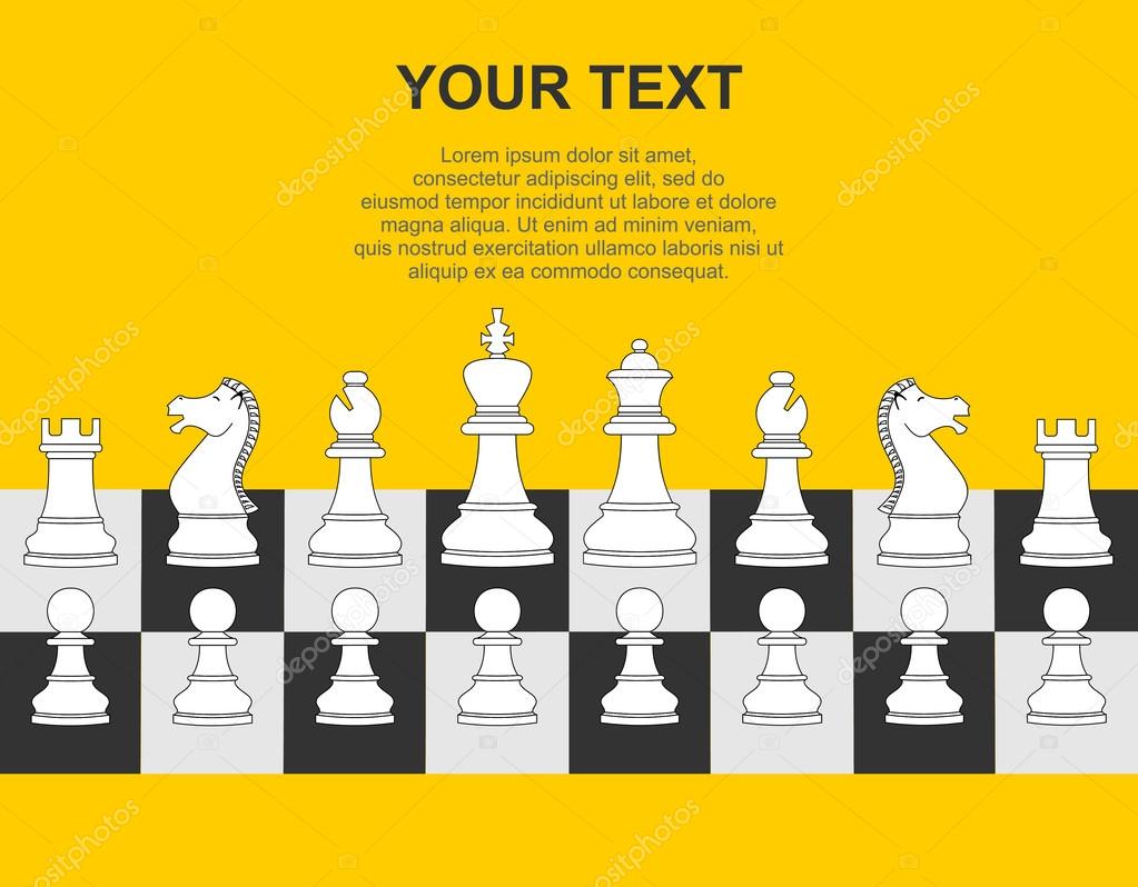 白いチェスの駒と黄色の背景上のテキストのセット ストックベクター C Kanansh 白いチェスの駒と黄色の背景上のテキストのセット ストックベクター C Kanansh