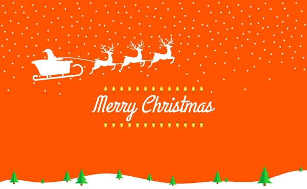 Vektör Merry Christmas arka plan. Noel Baba Ren geyiği ile kızak sürme. 