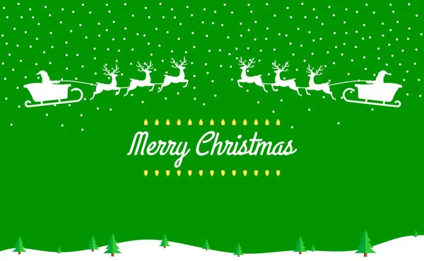 Vektör Merry Christmas arka plan. Noel Baba Ren geyiği ile kızak sürme. 