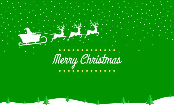 Vektör Merry Christmas arka plan. Noel Baba Ren geyiği ile kızak sürme. 