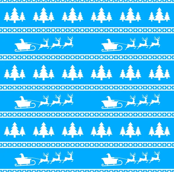 Santa, Ren geyiği ve Ladin ile Noel Dikişsiz desen vektör Illustration. Kırmızı arka plan. Ambalaj kağıt, paketler, vb. bir kazak tasarımında kullanılabilir.