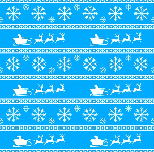 Santa, Ren geyiği ve kar taneleri ile Noel Dikişsiz desen vektör Illustration. Kırmızı arka plan. Ambalaj kağıt, paketler, vb. bir kazak tasarımında kullanılabilir.