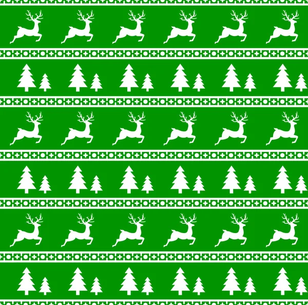 Ren geyiği ve Ladin ile Noel Dikişsiz desen vektör Illustration. Kırmızı arka plan. Ambalaj kağıt, paketler, vb. bir kazak tasarımında kullanılabilir.