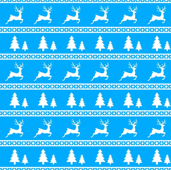 Ren geyiği ve Ladin ile Noel Dikişsiz desen vektör Illustration. Kırmızı arka plan. Ambalaj kağıt, paketler, vb. bir kazak tasarımında kullanılabilir.