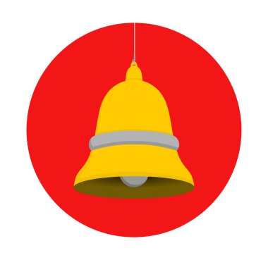 Bell'in vektör simge tasarlamak. Düz tasarım. Noel simge olarak kullanılabilir.