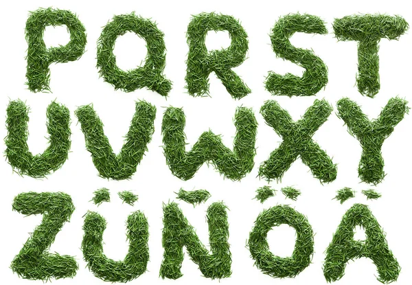 Alphabet made of green grass isolated — Stock Photo, Image