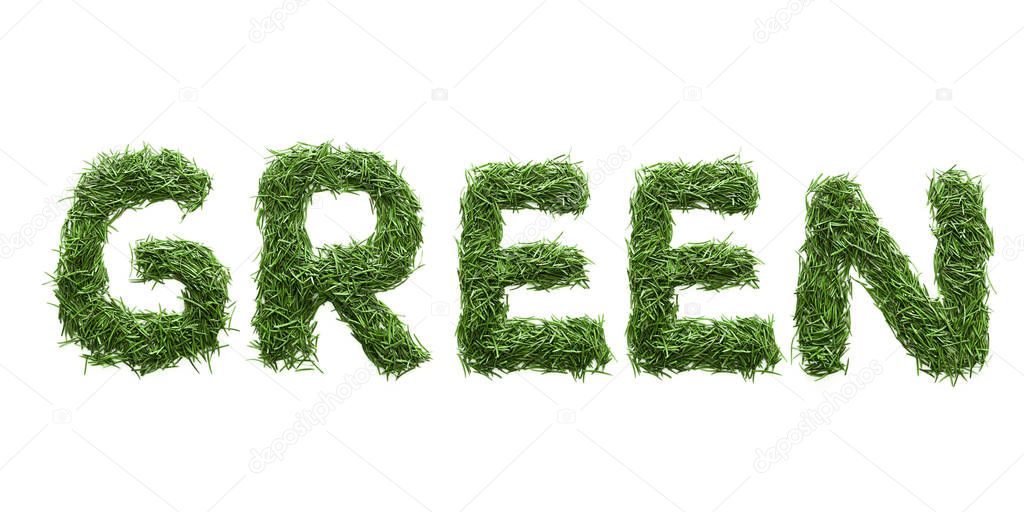 green made of green grass isolated