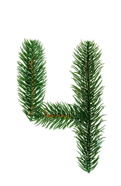 Número Recogido Las Ramas Del Árbol Navidad Abeto Verde Aislado —  Fotos de Stock