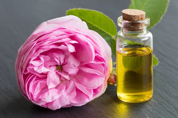 Gül uçucu yağı: bir şişe gül çiçek yağı