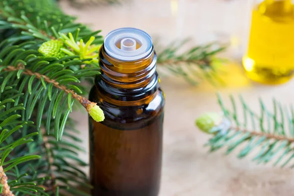 Çam esans taze çam çırpı ile bir şişe