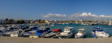 Panoramik çekim ZYGI, Kıbrıs, Marina