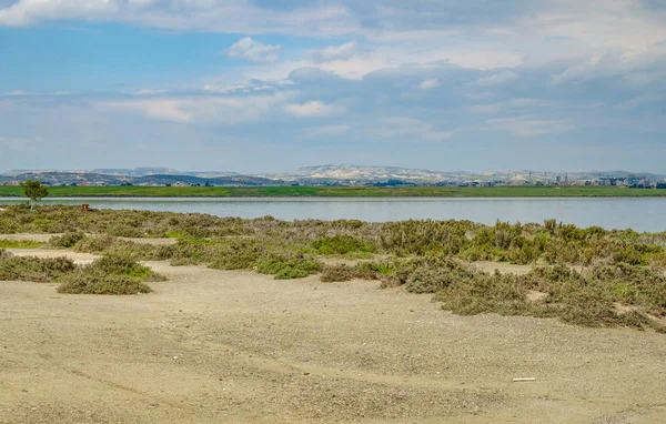 Aliki salt lake view across to west — Stock Photo, Image