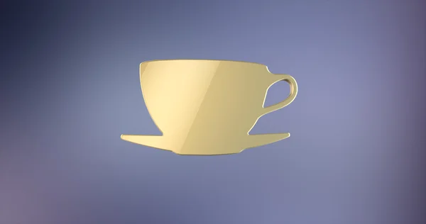 Koffie beker goud 3D-pictogram — Stockfoto