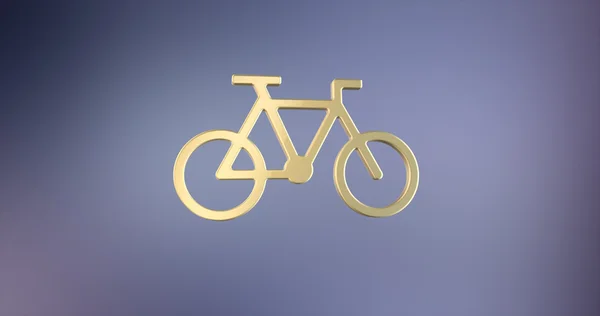 Goud 3d pictogram fiets — Stockfoto