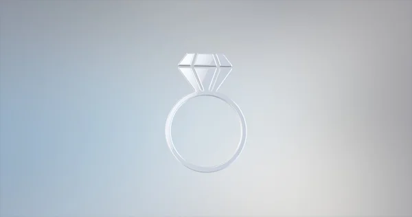 Diamante anillo blanco 3d icono — Foto de Stock