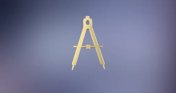 Ingenieur Architect kompas goud, 3D-pictogram — Stockfoto