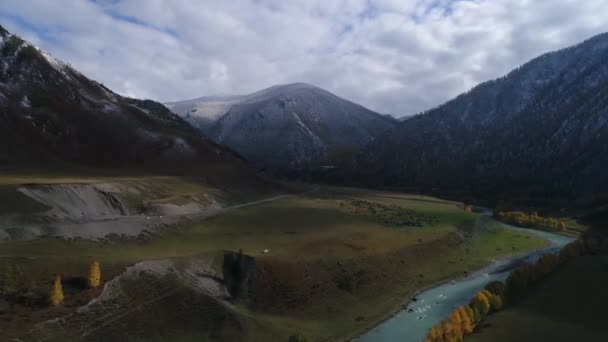 Valle Della Montagna Autunno Paesaggio Autunnale Fiume Montagna Autunno Gola — Video Stock