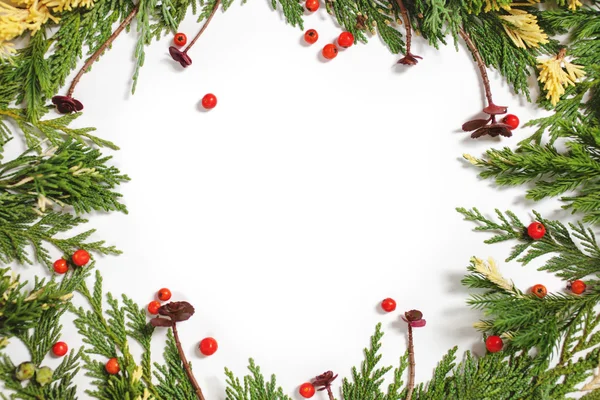 Noel kartı izole için herdem yeşil çam ağacı süsle