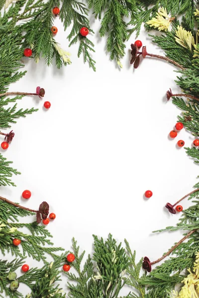 Noel kartı izole için herdem yeşil çam ağacı süsle