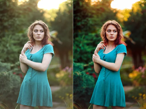 Concepto de belleza antes y después del retoque . — Foto de Stock