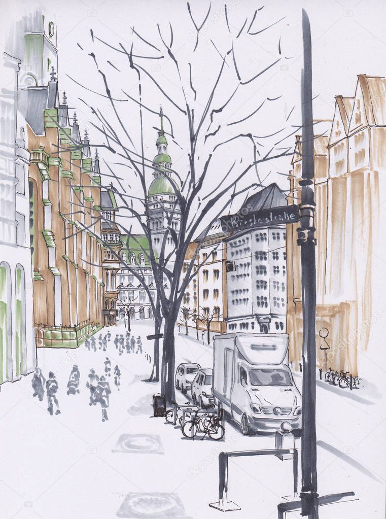 Hamburg street. Sketch the markers.