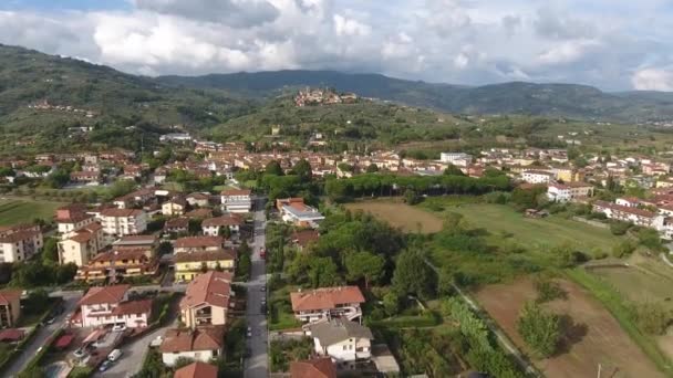 Lindo viaduto da Toscana, com luz do pôr do sol feita com drone — Vídeo de Stock