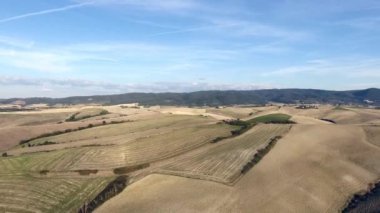  hava atış, muhteşem tucany hills peyzaj alanların, Toskana köprü üstünde uçan güneş parlama ile