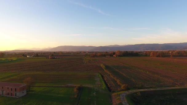 Zdjęcia lotnicze, latać nad bagniste krajobraz z kolorami jesieni w Europie — Wideo stockowe