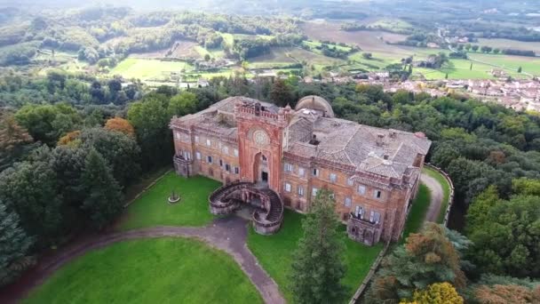 Aerial shot, goregous italian castle Sammezzano, filmed with drone — Stock Video