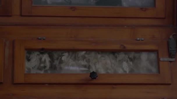 Видеоролик медленного движения огромной деревянной машины от корки до корки, выборочный фокус — стоковое видео