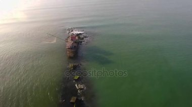  Yazı tipini, Toskana, İtalya, büyük net hava atış, balıkçılar evle drone ile filme