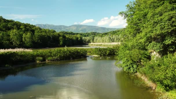 Bellissimo paesaggio verde sul fiume in Italia, 4K — Video Stock