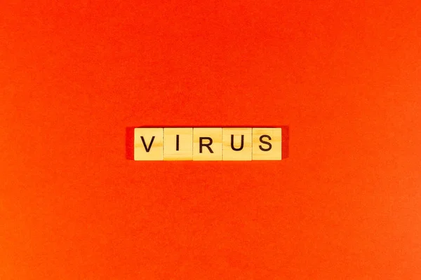 Virus Ist Das Wort Auf Rotem Hintergrund Geschrieben Neuartiges Coronavirus — Stockfoto