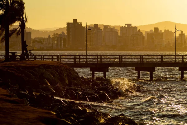 People Deck Sunset Florianopolis Santa Catarina Brazil — Stock Photo, Image