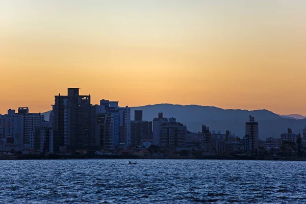 Fila Edifícios Costa Florianpolis Pôr Sol Santa Catarina Brasil — Fotografia de Stock