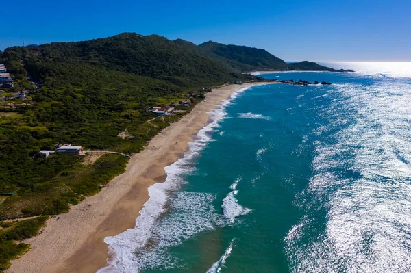 Aerial image of Mole beach in Florianopolis, Santa Catarina, Brazil.