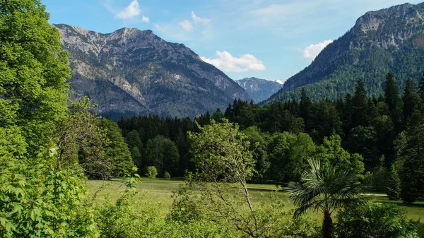  Linderhof bahçe Alp Dağları üzerinde görünümünden