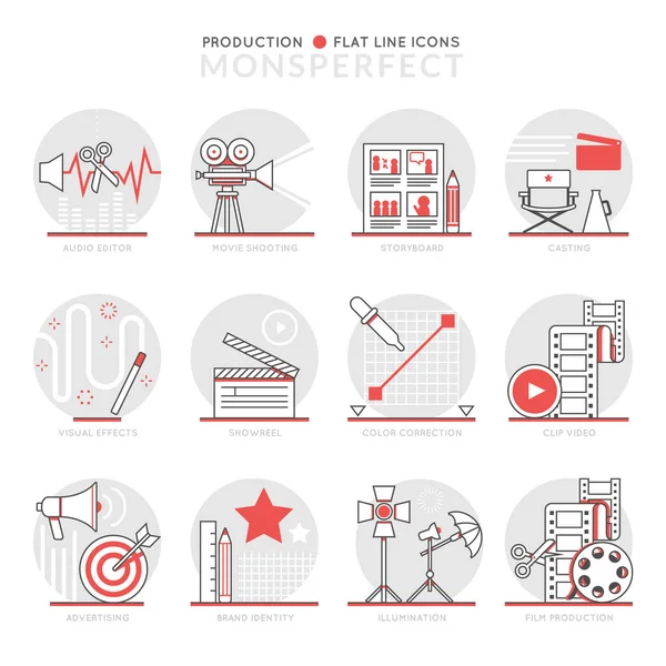 Infografías Iconos Elementos sobre Producción — Vector de stock