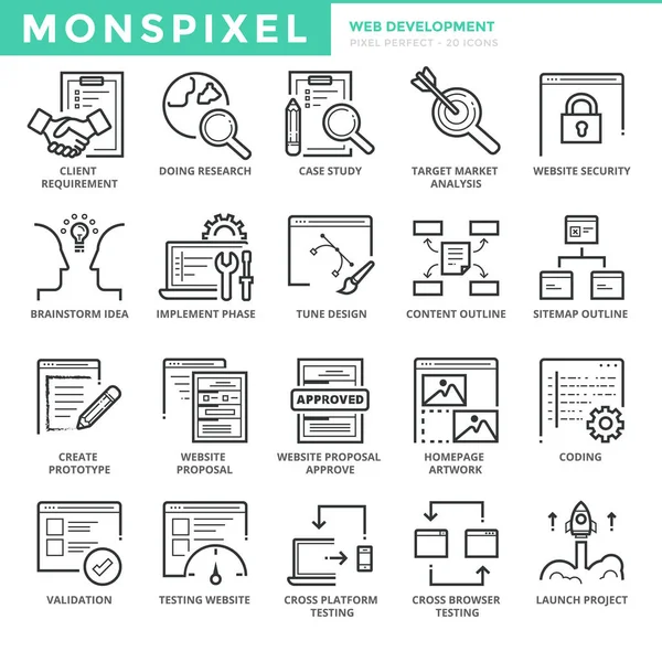 Conjunto de iconos planos de desarrollo web — Archivo Imágenes Vectoriales