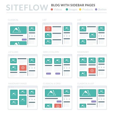 Site Haritası ve Ux tasarım için Web sitesi tel kafes düzenler UI kitleri