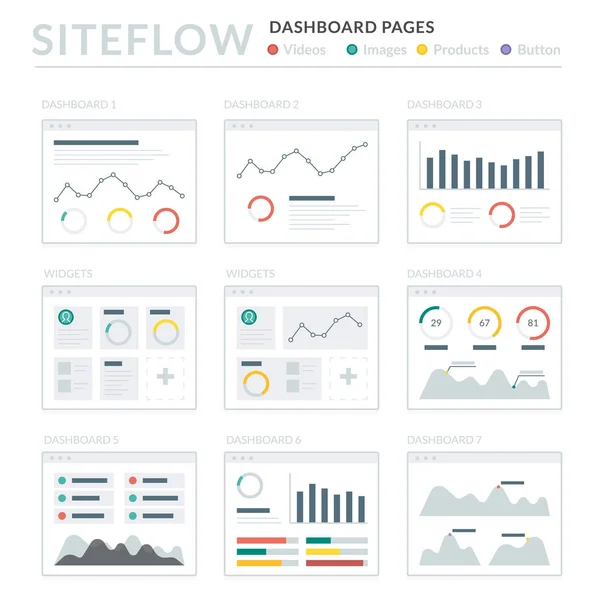 Website draadframe lay-outs Ui Kits voor sitemap en Ux Design — Stockvector