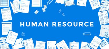 Düz çizgi vektör afiş Web geliştirme için insan kaynakları hakkında