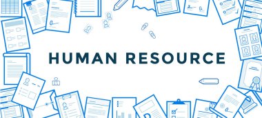 Düz çizgi vektör afiş Web geliştirme için insan kaynakları hakkında