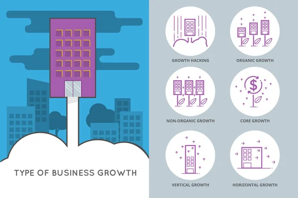 Flat Line Vector Infographie sur la croissance des entreprises pour les graphiques web . — Image vectorielle