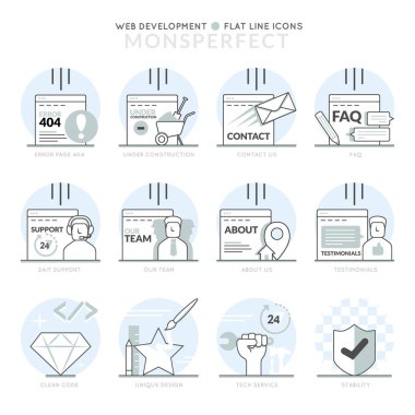 Infographic simgeler öğeleri Web geliştirme hakkında.