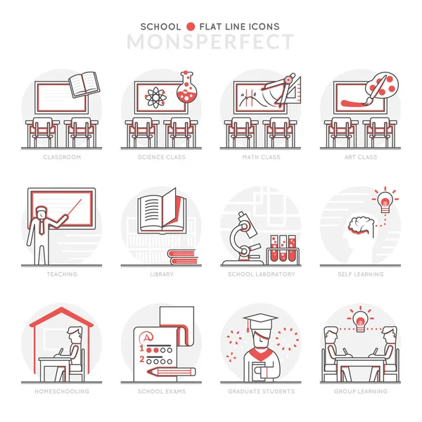 Iconos de Infografía Elementos sobre la Escuela . — Vector de stock