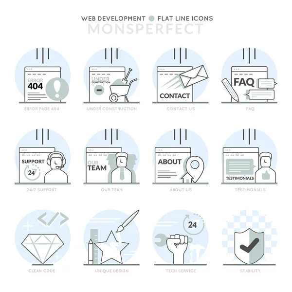 Infografik Symbole Elemente über Web-Entwicklung. — Stockvektor