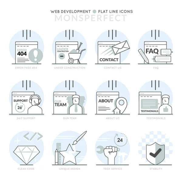 Infographic ikoner element om webbutveckling. — Stock vektor